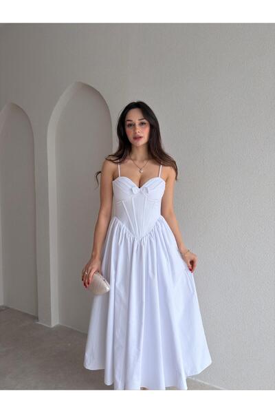 Mooi Butik Φόρεμα SOROS Maxi 9235 - Λευκό