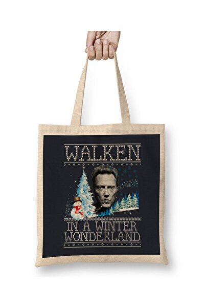 dekado حقيبة قماش متماسكة من Walken In A Winter Wonderland Christmas بمقبض طويل