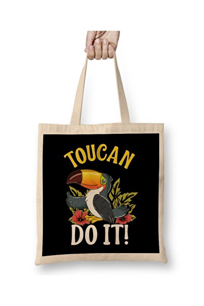 dekado Toucan Do It Funny You Can Do It Pun Happy Bird Cloth Bag Long Handle