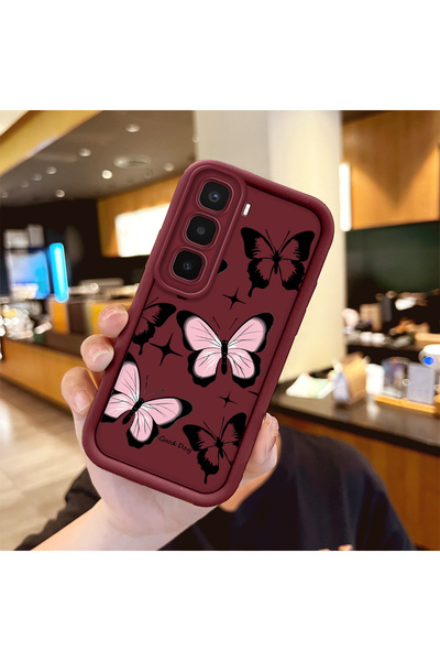 Hontinga Tecno Spark 40 Pro Plus Uyumlu Darbeye Dayanıklı Basit Bordo Silikon...