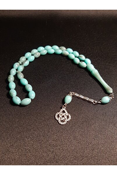 MRYart سبحة أنيقة من حجر العنبر الفيروزي 33 حبة