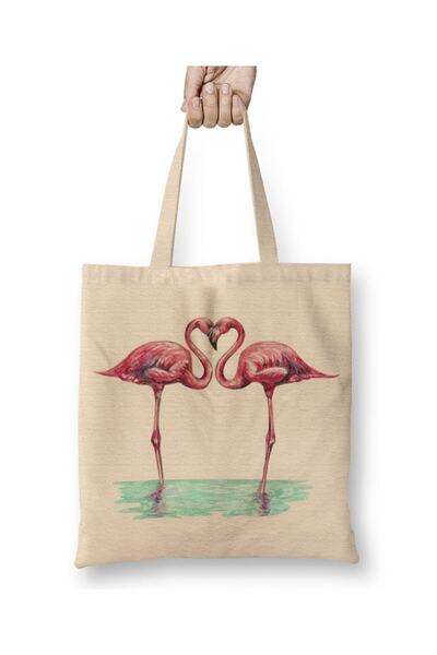 dekado Love Birds Flamingo 3 Tote Bag Long Handle