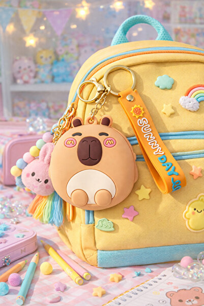 Brumoon Capybara Cüzdan Anahtarlık Çocuk Çanta Charm - Açık Renk