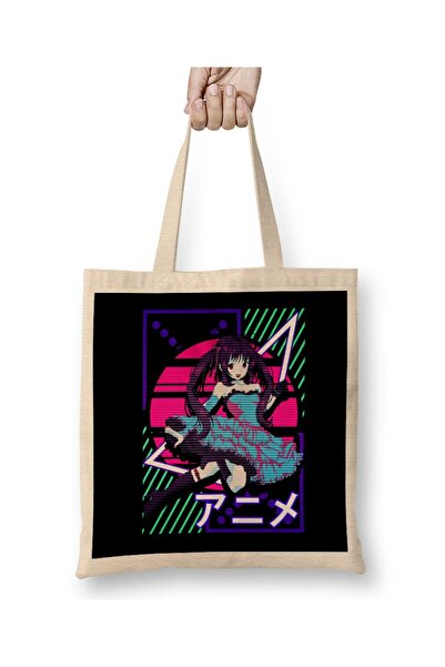 dekado Aesthetic Vaporwave Anime Girl EDM Dance Music Tote Bag Long Handle
