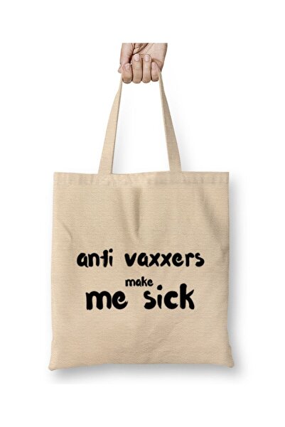 Generic Brand حقيبة قماش Ant i Vaxxers Make Me Sick ذات مقبض طويل