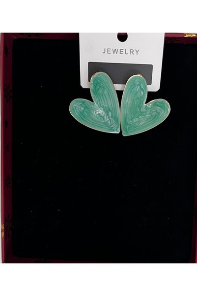MOJOMIX Green Pearlescent Heart Earrings