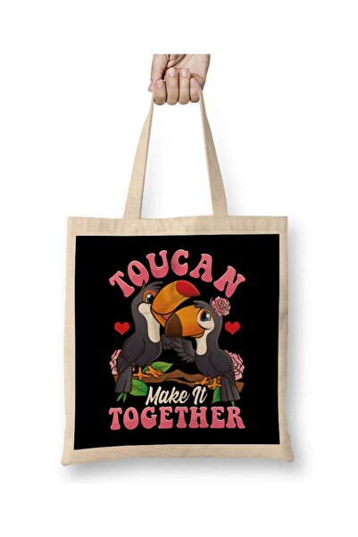 dekado Toucan Do It Funny You Can Do It Pun Thumb Up حقيبة قماشية بمقبض طويل