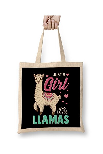 dekado Cute & Funny Just A Girl Who Loves Llamas Lama Tote Bag Long Handle