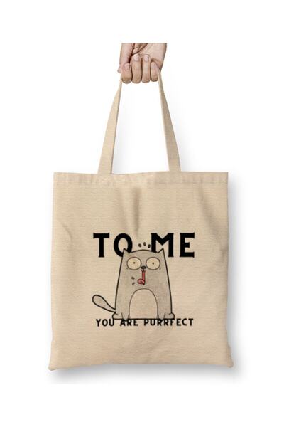 dekado حقيبة قماش Funny Cat Tto Me You Are Ppurrfect ذات مقبض طويل