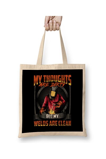 dekado My Thoughts Are Dirty But My Welds Are Clean Pun Cloth Bag Long Handle