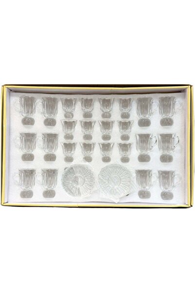 ALQANNAS 36-Piece Set of Crystal Tea Glasses, Coffee Cups, and Saucers | High...
