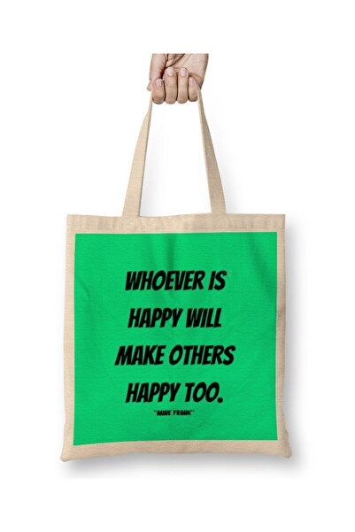 dekado Anne Frank Quotes Gift - Vintage Retro Rainbow Style Tote Bag Long Handle