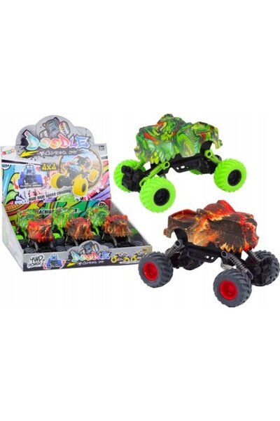 LeanToys Mașină dinozaur, cu fricțiune, roșu sau verde, off-road