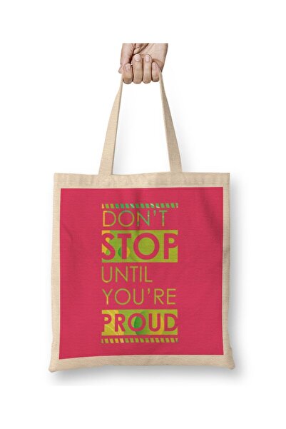 dekado Motivation Never Give Up Cloth Bag Long Handle