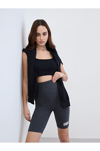 Styli Charcoal Cycling Shorts with Badge Detail