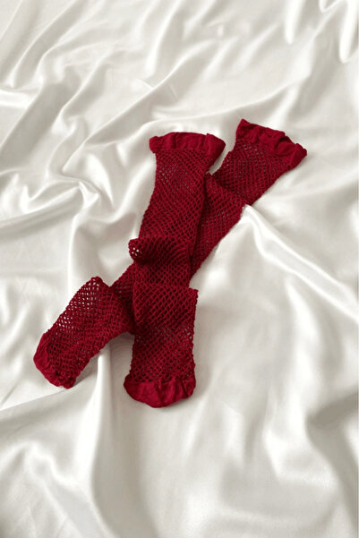 Gece İncisi Κάλτσες Ζαρτιέρες από Φαρδύ Διχτυωτό Ύφασμα σε Βουργουνδί