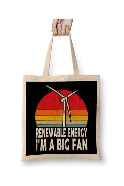 dekado Renewable Energy Im A Big Fan Retro Earth Day Tote Bag Long Handle