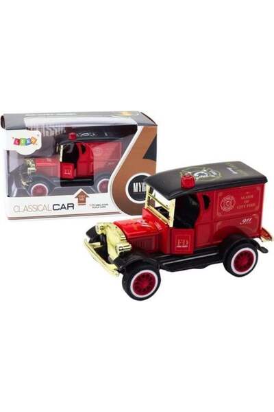 LeanToys Mașină de pompieri clasică 1:36, cu lumini, sunete, roșie