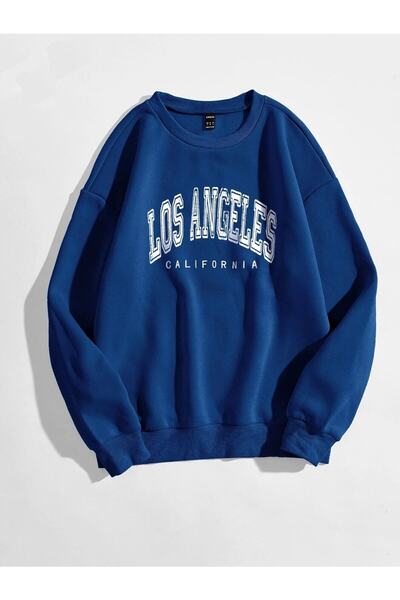 EYAX MODA Printed Crew Neck Unisex Sweatshirt Oversize
