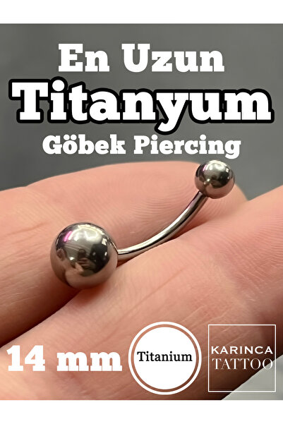 Karınca Piercing En Uzun Bar 14 mm İlk Delim Titanyum Göbek Piercing Kararmaz...