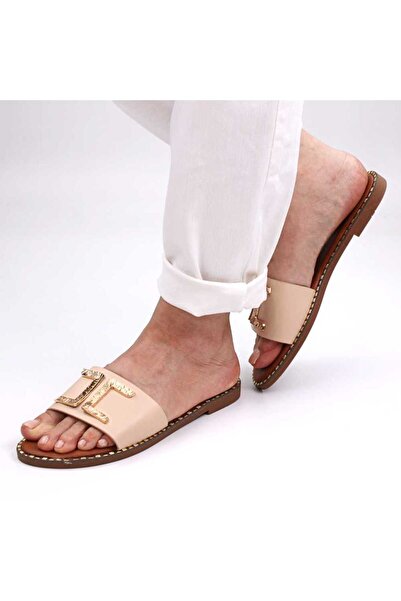 mm Papuci de dama , cu detaliu auriu ,usori si comozi HY22454-BEIGE