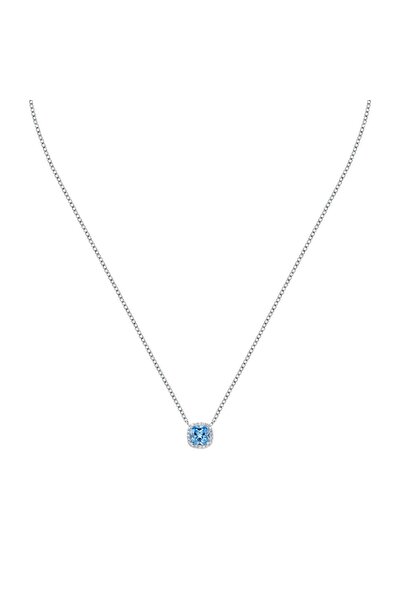 MORELLATO Treasures Necklace, 925 silver, rhodium plated, Aqua Blue, zirconia...