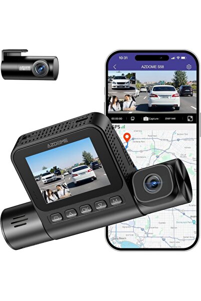 AZDOME كاميرا لوحة القيادة S58 بدقة 4K، 3 قنوات، نظام تحديد المواقع العالمي (...
