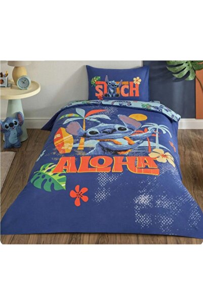 Taç Licensed Disney Stitch Aloha Single Cotton Duvet Cover Set