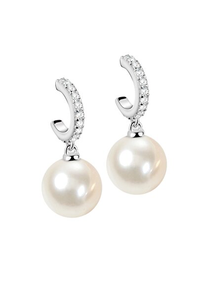 MORELLATO Pearl Earrings, 925 silver plated with rhodium, natural pearls, sil...