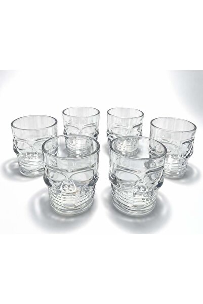 Store 6’lı Kurukafa Cam Shot Bardak Seti 6x5 Cm Dekoratif Parti Sunum Bardağı