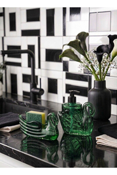 LUCES DESİGN Ακρυλικό Σετ Οργανωτής με Φιγούρα Κύκνου για Δοχείο Υγρού Σαπουν...