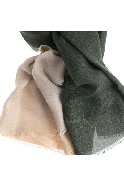 Meli Melo Paris Esarfa eleganta verde olive cu accente bej