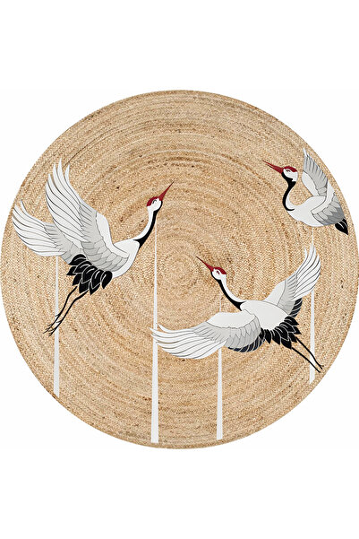kilim home Boho 962 Leylek Desenli Doğal Natural Jüt Yuvarlak