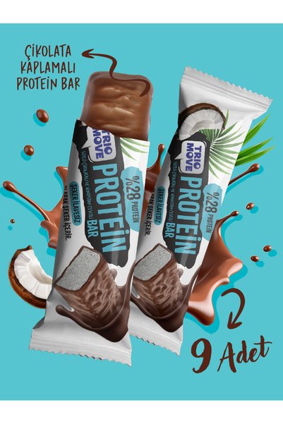TrioMove 38 Grams Protein Bar - Coconut 28% Protein, 38 g X 9 Pieces Trio Move