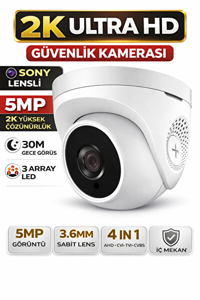 Naystek 5MP 2K Güvenlik Kamerası 30M Gece Görüş 4IN1 AHD CVI TVI 3.6mm Dome İ...
