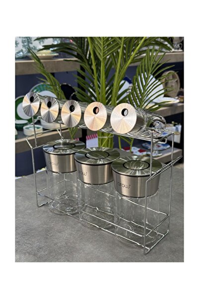 Doğudeko Fennl 8-Piece Spice Set with Metal Stand