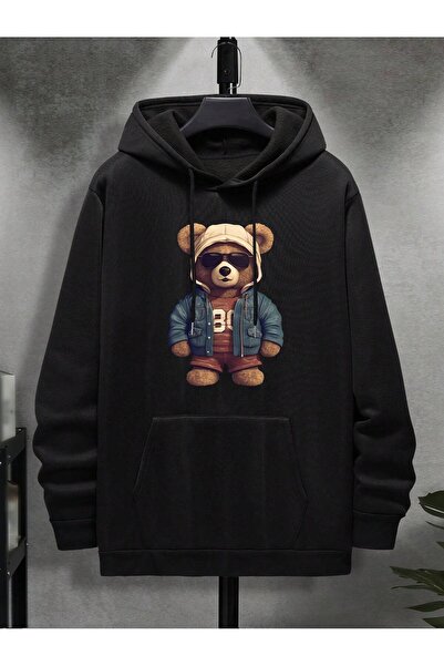 EYAX MODA Unisex Hooded Printed Oversized Sweatshirt
