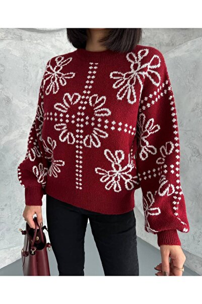 elbisereyonda Ethnic Pattern Oversized Knitwear Sweater