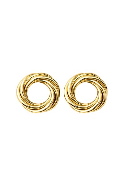 staınless steel Gold Color Twist Earrings Women Stainless Steel Modern Stylis...