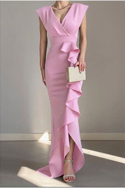 ALFUDO Moda Collection Γυναικείο μαύρο ύφασμα κατάδυσης με διπλό στήθος γιακά...