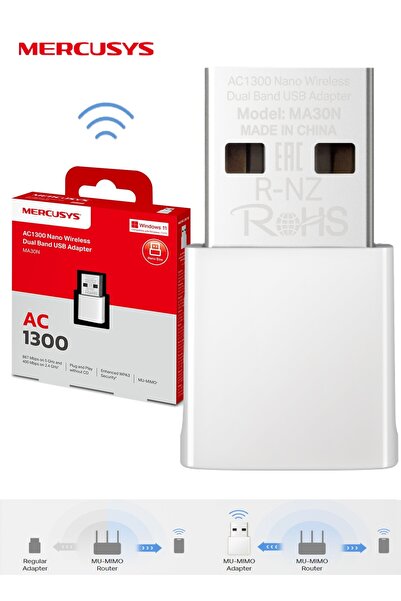 Mercusys محول واي فاي USB لاسلكي ثنائي النطاق AC1300 نانو من تي بي لينك 2.0، ...