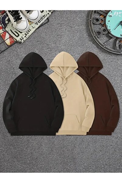 EYAX MODA 3-Pack Unisex Hooded Sweatshirt
