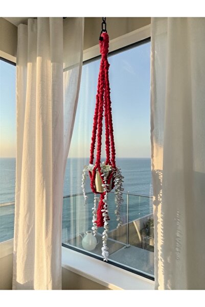 Love Macrame El Yapımı Makrome Bitki Askısı | Boho Dekoratif Saksı Askılığı |...