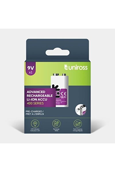 Uniross Rechargeable 9V lithium-ion battery with USB-C