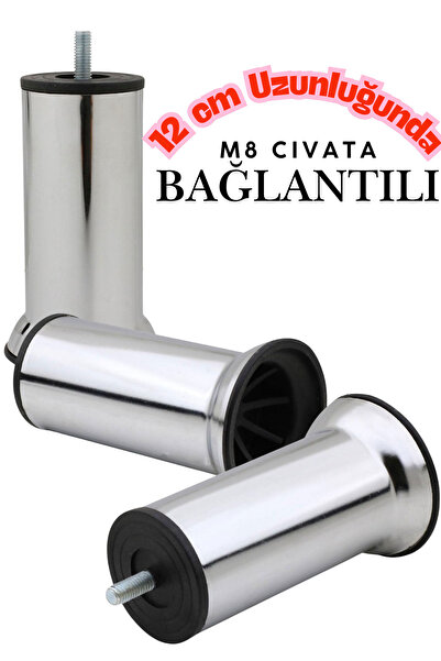 KAYRA LEATHER CRAFT Klc 2 Pieces M8 Fine Thread Chrome Metal Furniture Leg - ...