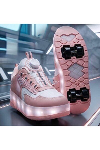 Daloğlu Pudra Kız Çocuk Patenli Işıklı Tekerlekli Sneaker Spor Ayakkabı