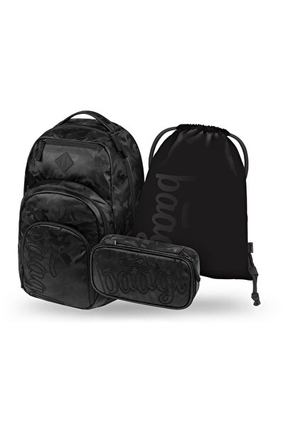 Baagl Set rucsac școlar 3 piese: Rucsac, Penar, Sac, Coolmate Onyx, băieți, 3...
