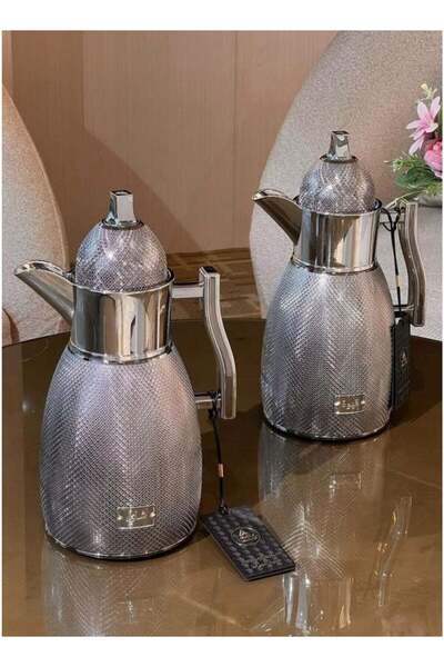 LALOZA Set of 2 Tea & Coffee Thermos Set 1L Each | Titanium Silver Premium In...