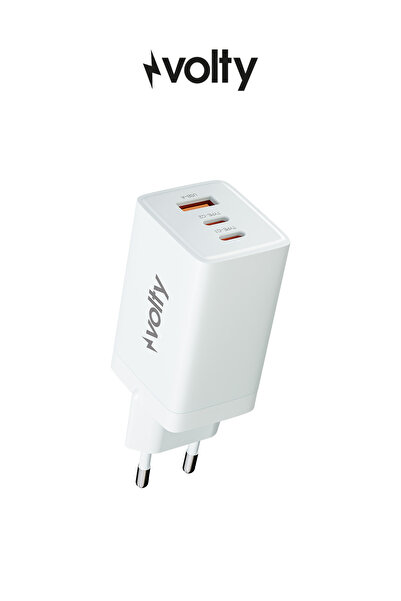 Volty Hızlı Şarj Adaptörü 67W GaN + Type-C Kablo 100W PD | 3 Port, iPhone & S...