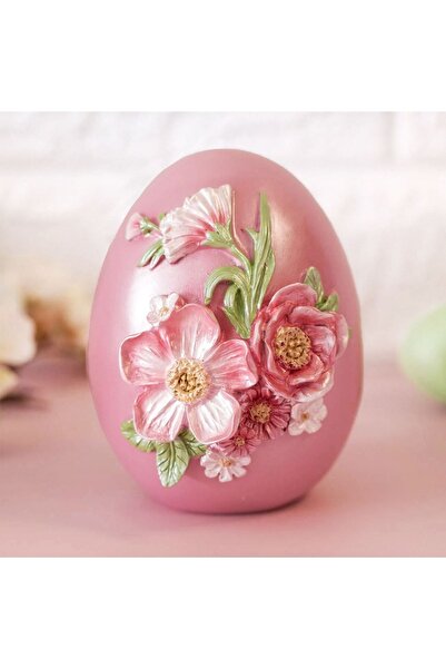ZanaCasei Ou decorativ de Paște cu model de perle și flori în relief Ø8x12.5cm